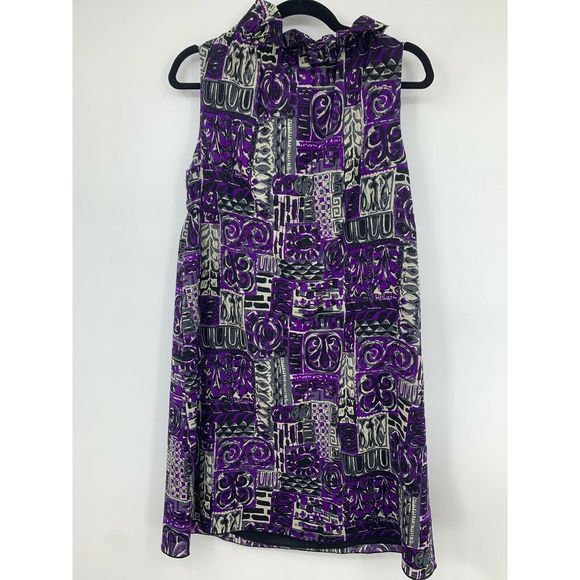 Anna Sui Anthropologie small dress wool ruffled high neck empire waist purple - Picture 8 of 8